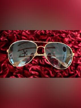 Gold Aviator Sunglasses with Gray Lenses - Women Accessories